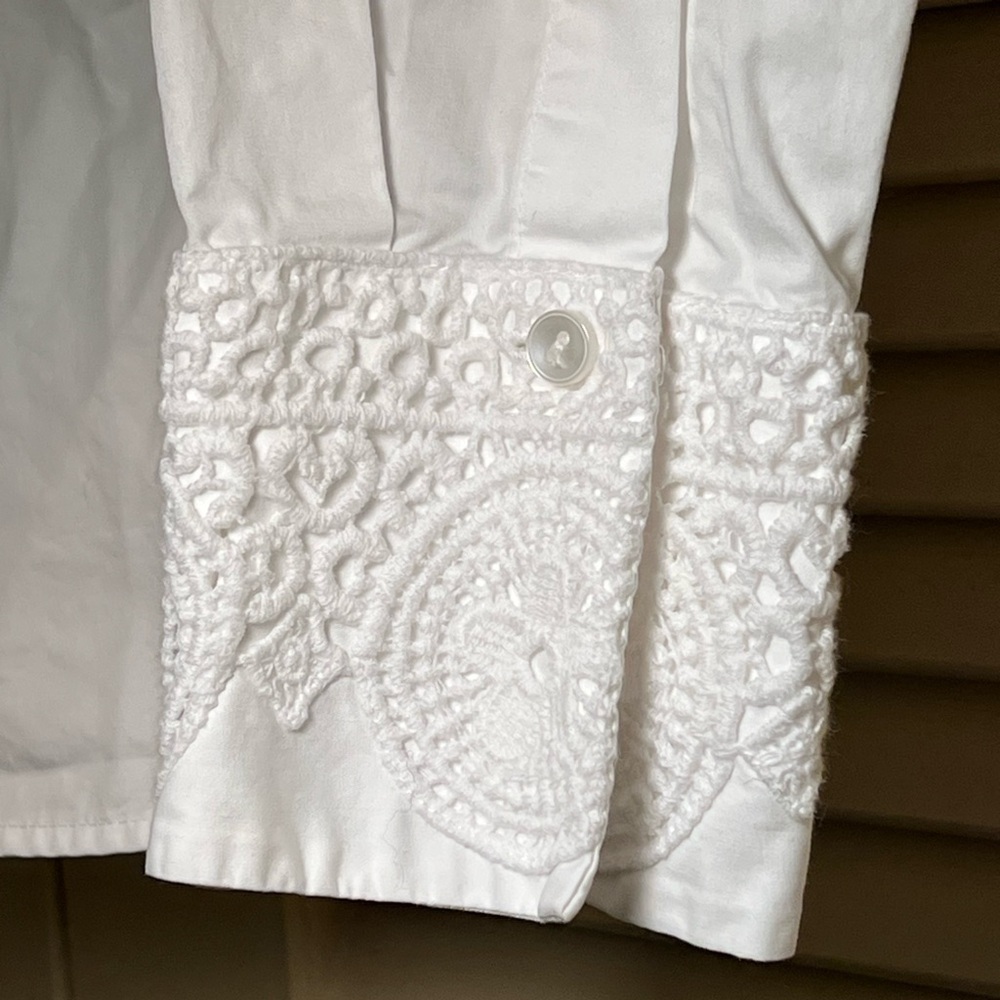 Vintage Talbots Cotton Crochet Button Down Shirt Top, size small 6 Cottagecore - Picture 11 of 15